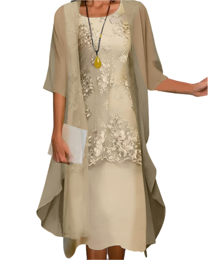 Addison | Women Wedding Guest Dress Flowing Sheer Sleeve Midi Dress