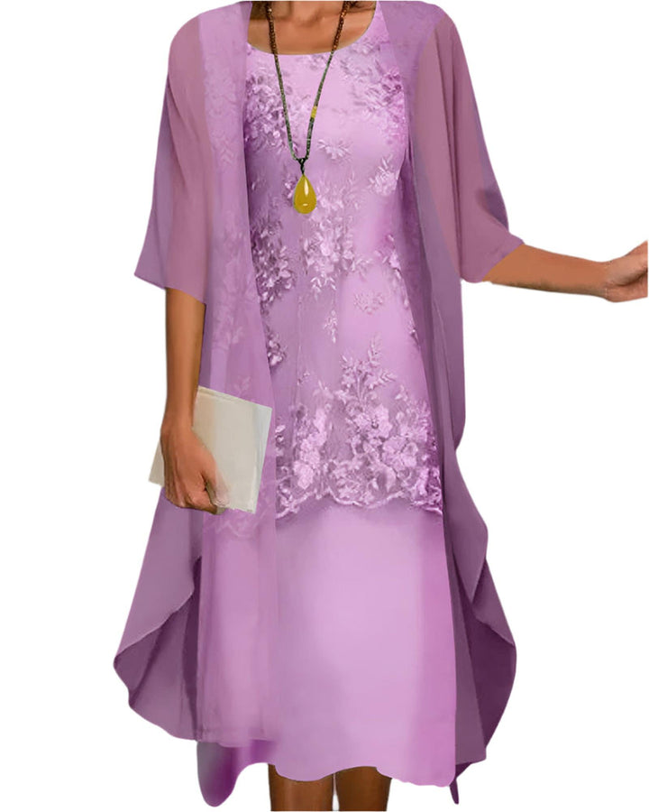 Addison | Women Wedding Guest Dress Flowing Sheer Sleeve Midi Dress