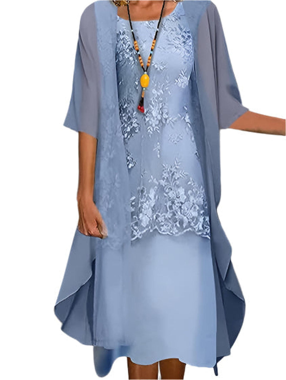 Addison | Women Wedding Guest Dress Flowing Sheer Sleeve Midi Dress