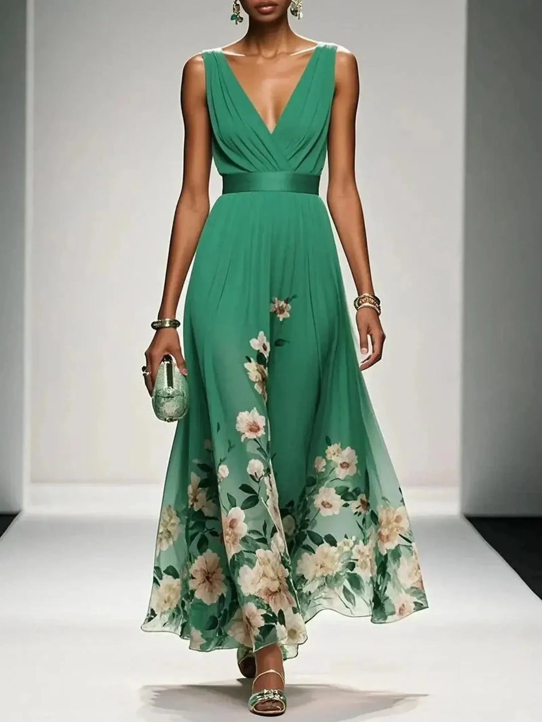 Alice | Women’s Floral V Neck Wedding Guest Dress