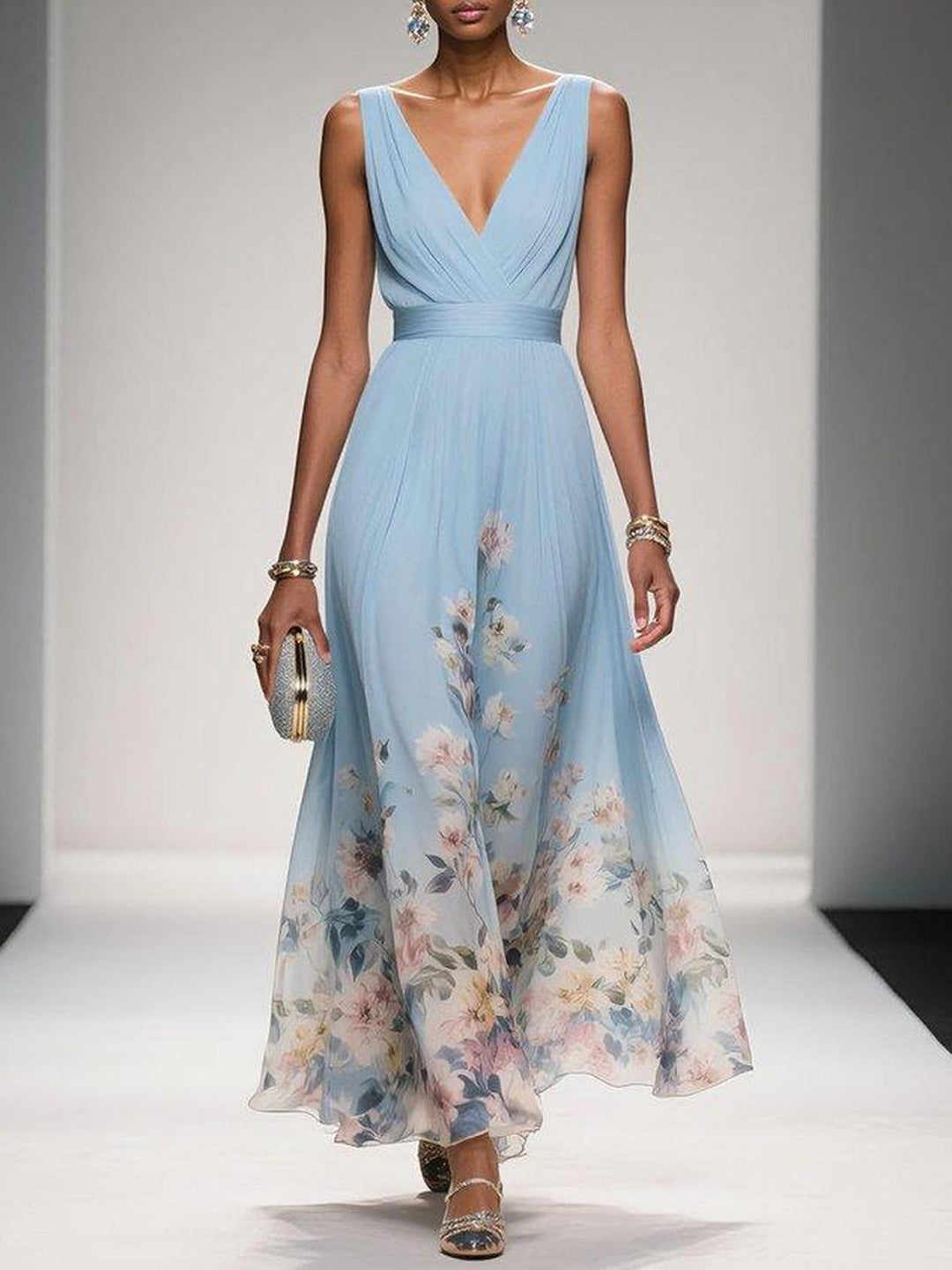Alice | Women’s Floral V Neck Wedding Guest Dress