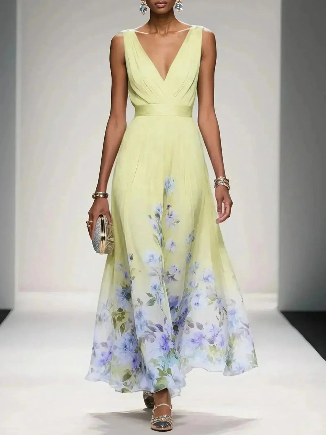 Alice | Women’s Floral V Neck Wedding Guest Dress