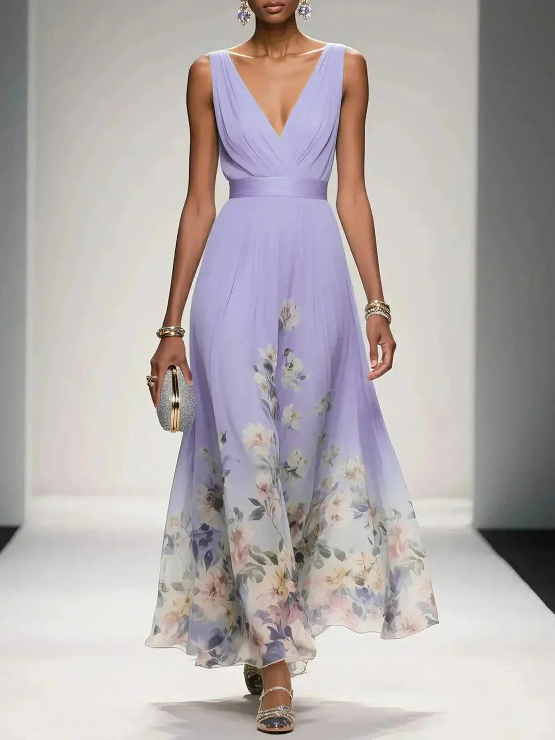 Alice | Women’s Floral V Neck Wedding Guest Dress