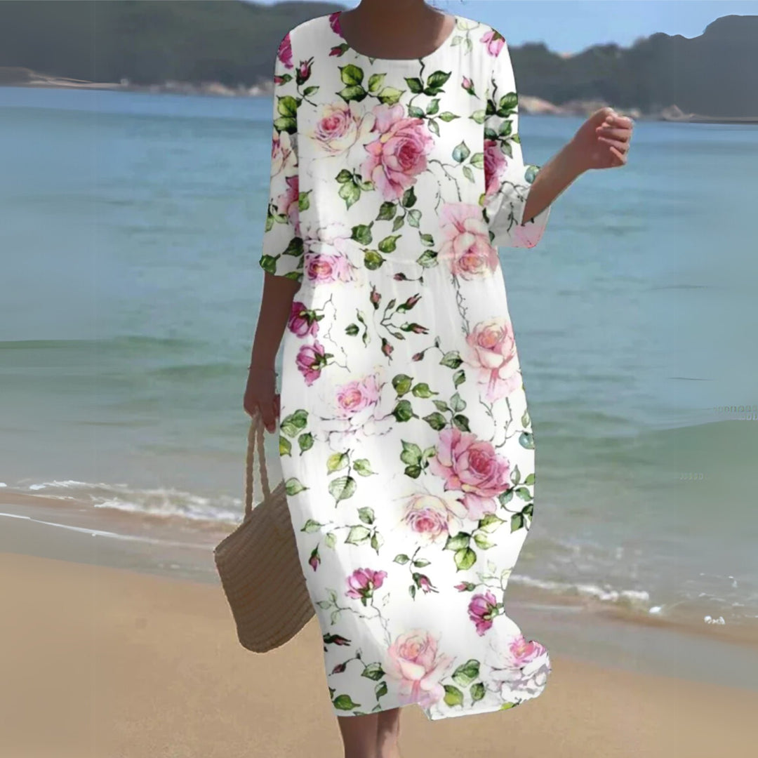 Camila | Maxi Dress Floral Print Round Neck 3/4 Sleeve Casual