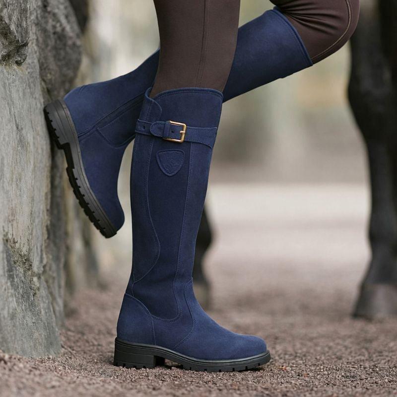 Camila | Waterproof Boots Knee High Leather Buckle Side Zip