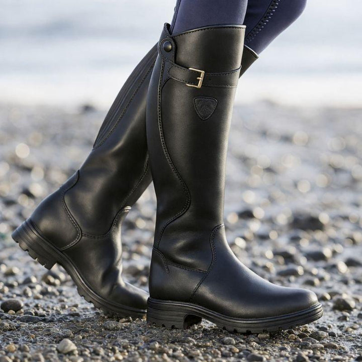 Camila | Waterproof Boots Knee High Leather Buckle Side Zip