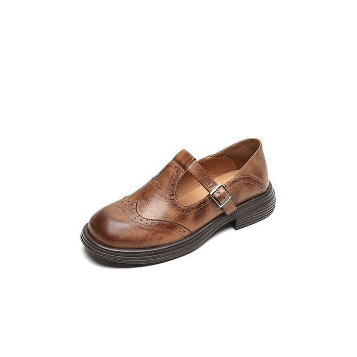 Camila | Women's Mary Jane Flats Buckle Strap Closed Toe Perforated