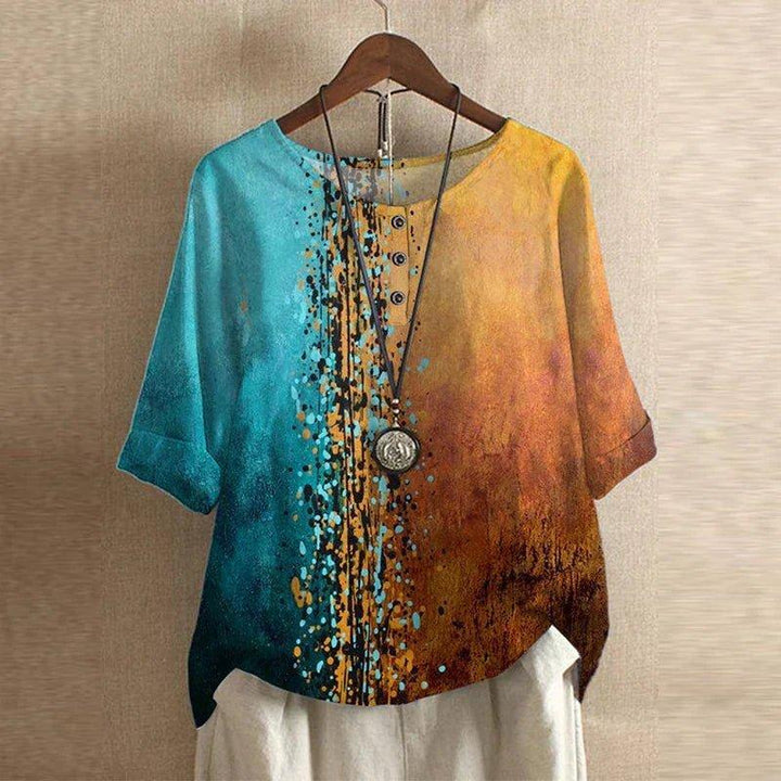 Charlotte | Women's Floral Blouse Relaxed Fit Short Sleeve Vintage