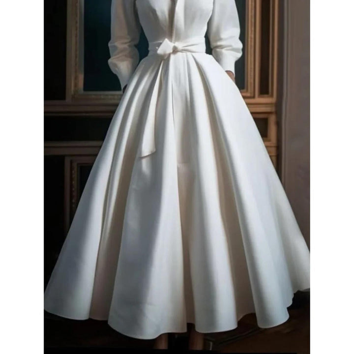 Destiny | Women’s Long Sleeve V Neck A Line Midi Dress