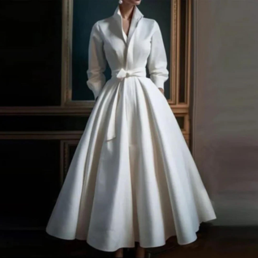 Destiny | Women’s Long Sleeve V Neck A Line Midi Dress