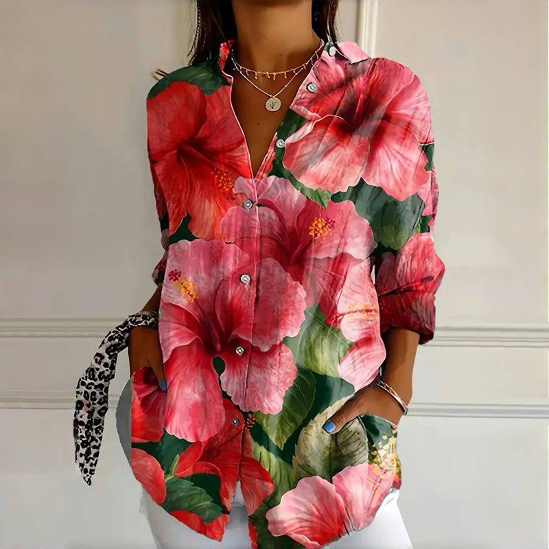 Eleanor | Floral Button Down Blouse Relaxed Fit Long Sleeve