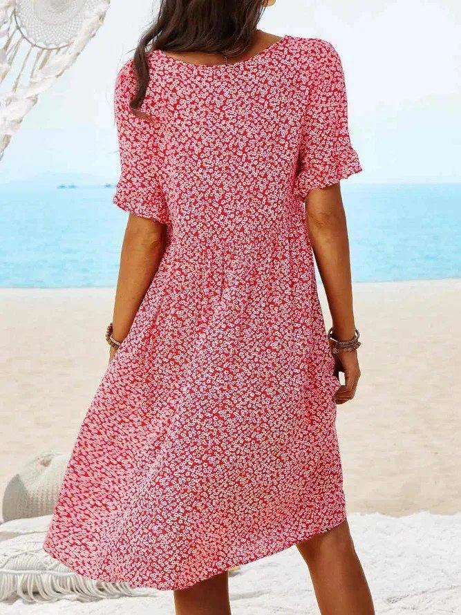 Eleanor | Mini Dress Cotton Floral Flutter Sleeve A-Line Casual