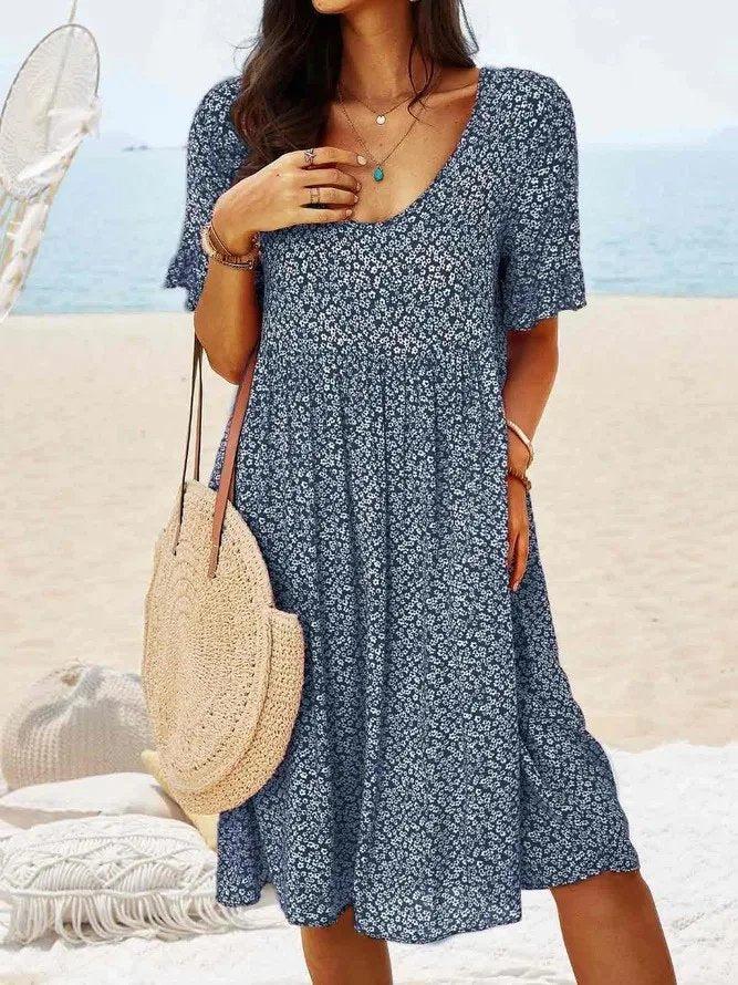 Eleanor | Mini Dress Cotton Floral Flutter Sleeve A-Line Casual