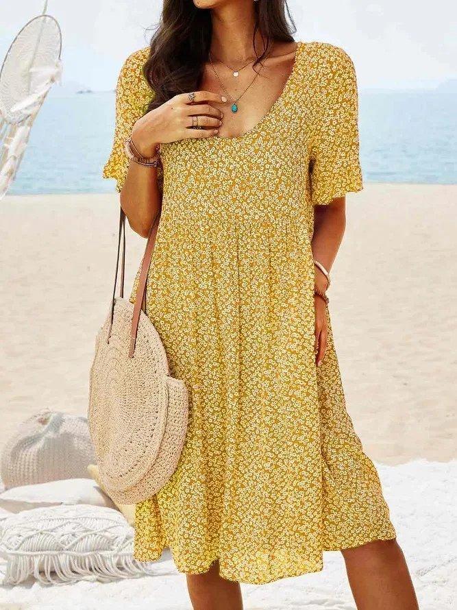 Eleanor | Mini Dress Cotton Floral Flutter Sleeve A-Line Casual
