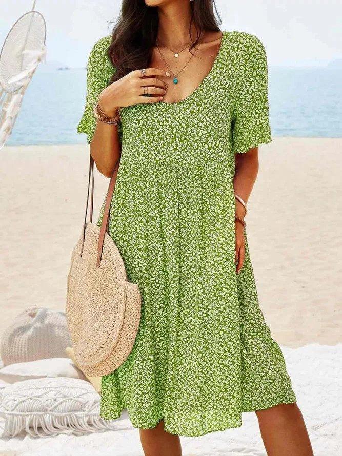 Eleanor | Mini Dress Cotton Floral Flutter Sleeve A-Line Casual