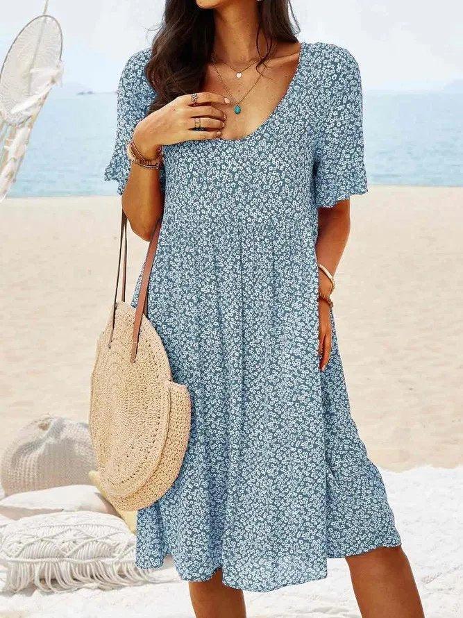 Eleanor | Mini Dress Cotton Floral Flutter Sleeve A-Line Casual