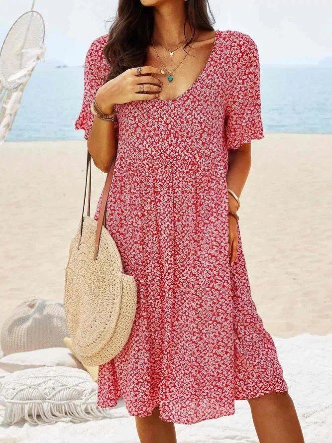 Eleanor | Mini Dress Cotton Floral Flutter Sleeve A-Line Casual