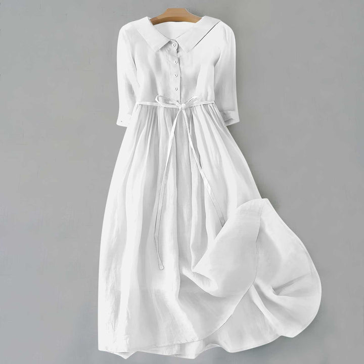 Eleanor | Women's Midi Shirt Dress Belted Cotton Button-Down Collar