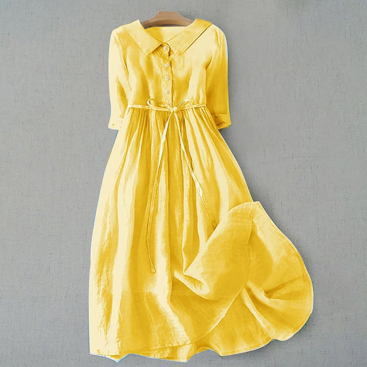 Eleanor | Women's Midi Shirt Dress Belted Cotton Button-Down Collar