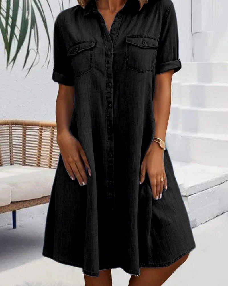 Emma | Denim Shirt Dress Button Down Lightweight Casual Summer