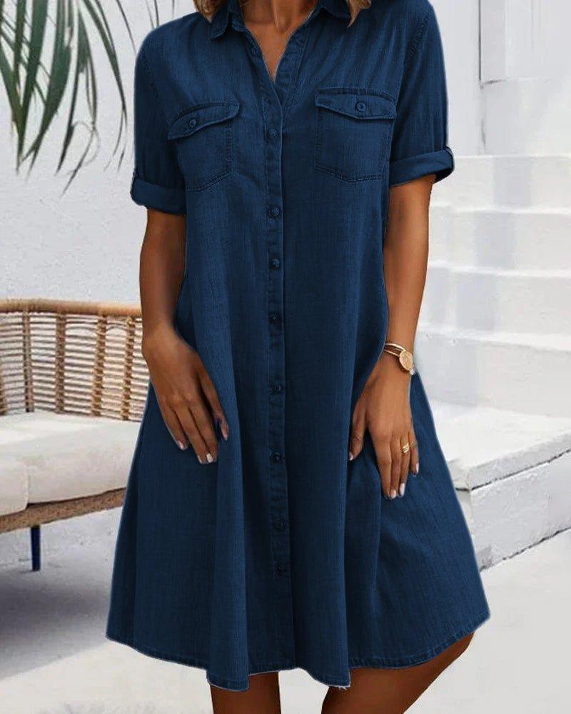 Emma | Denim Shirt Dress Button Down Lightweight Casual Summer