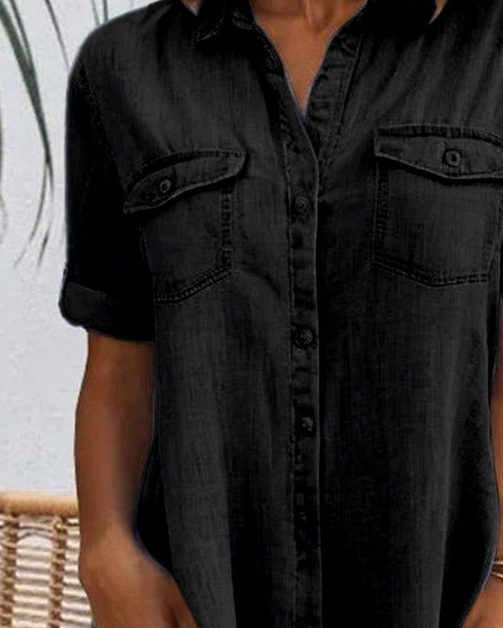 Emma | Denim Shirt Dress Button Down Lightweight Casual Summer