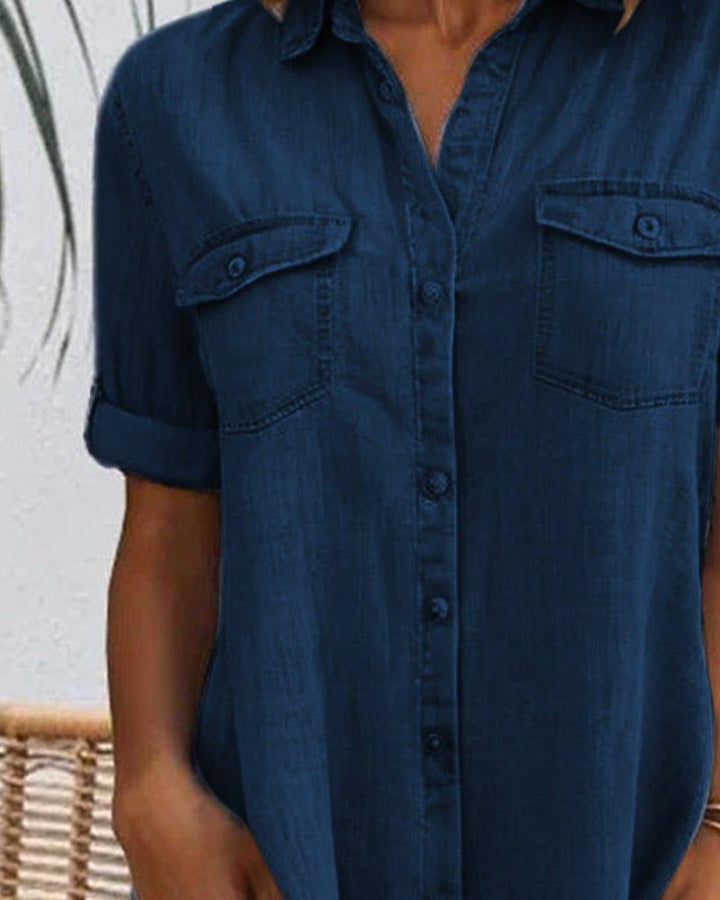 Emma | Denim Shirt Dress Button Down Lightweight Casual Summer