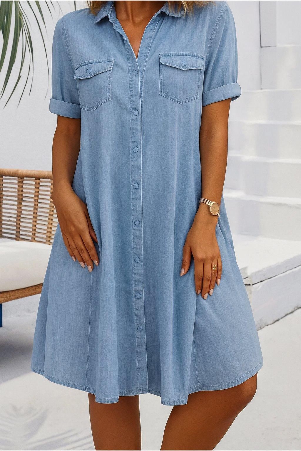 Emma | Denim Shirt Dress Button Down Lightweight Casual Summer