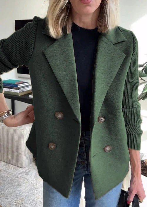 Evelyn | Plus Size Women's Double Breasted Blazer Knit Sleeves