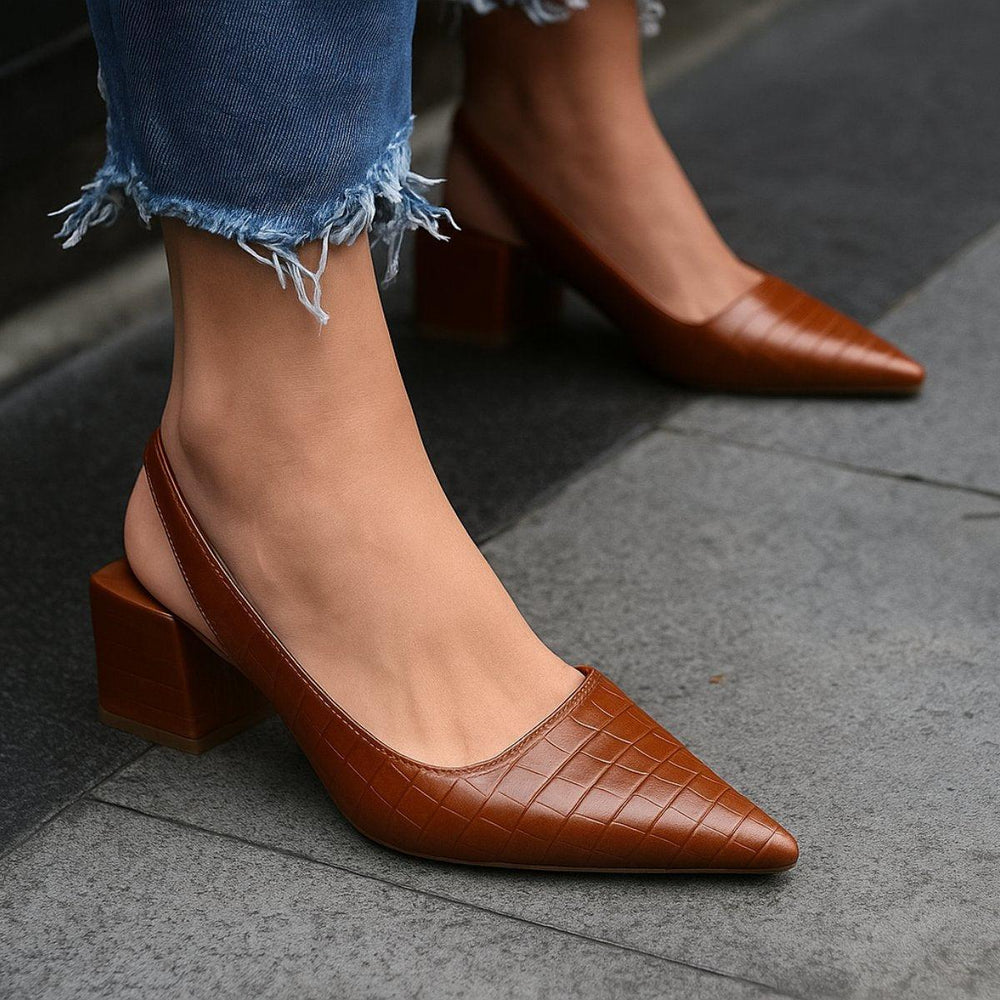 Isabella | Women's Pointed Toe Slingback Flats Low Heel Slip-On