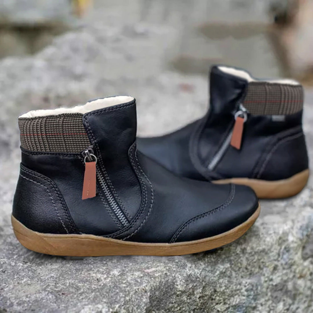 Mia | Women's Waterproof Boots Leather Ankle Zipper Casual