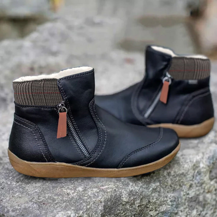Mia | Women's Waterproof Boots Leather Ankle Zipper Casual