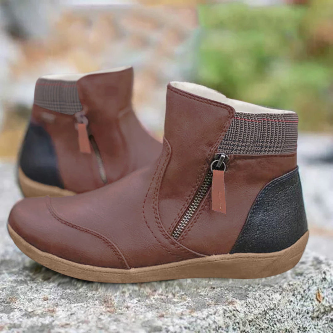 Mia | Women's Waterproof Boots Leather Ankle Zipper Casual