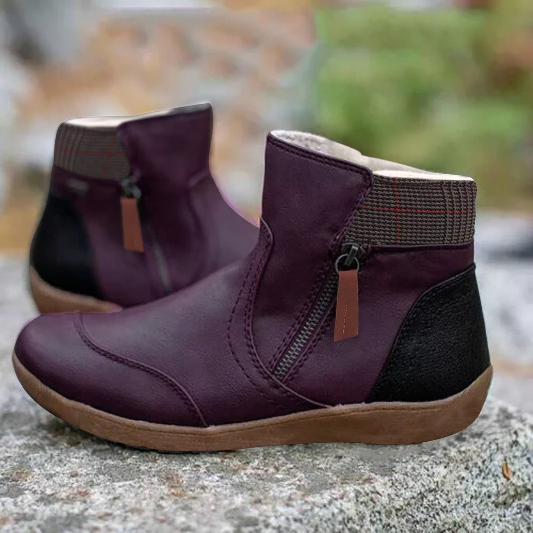 Mia | Women's Waterproof Boots Leather Ankle Zipper Casual
