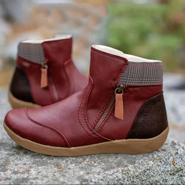 Mia | Women's Waterproof Boots Leather Ankle Zipper Casual