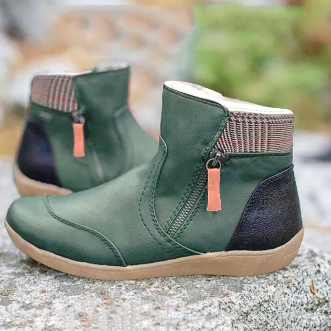 Mia | Women's Waterproof Boots Leather Ankle Zipper Casual
