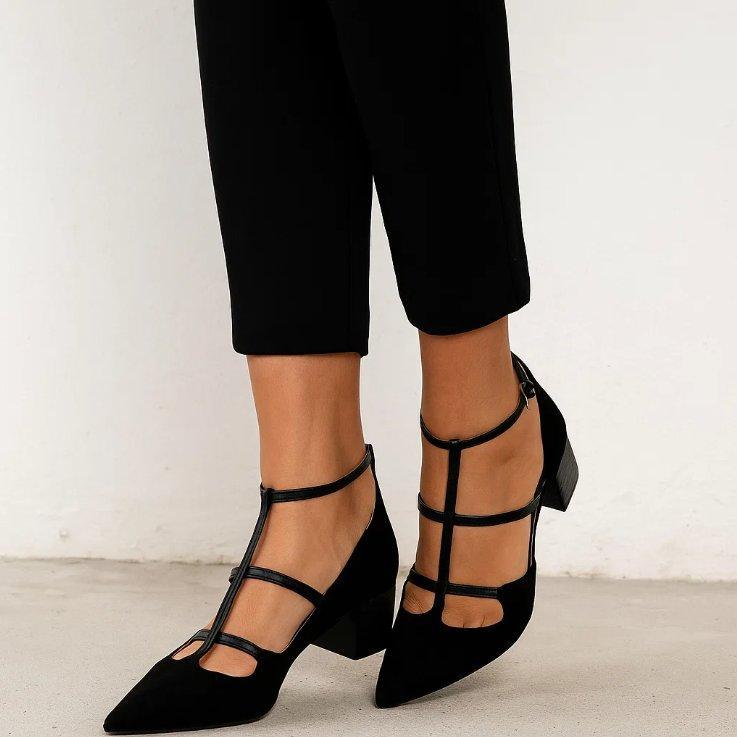 Olivia | Women's Strappy Pointed Flats Ankle Strap Low Heel