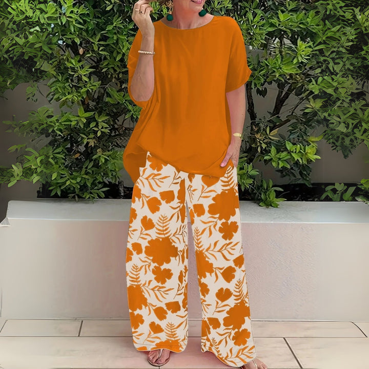 Scarlett | Two-Piece Set Floral Wide-Leg Pants Relaxed Top
