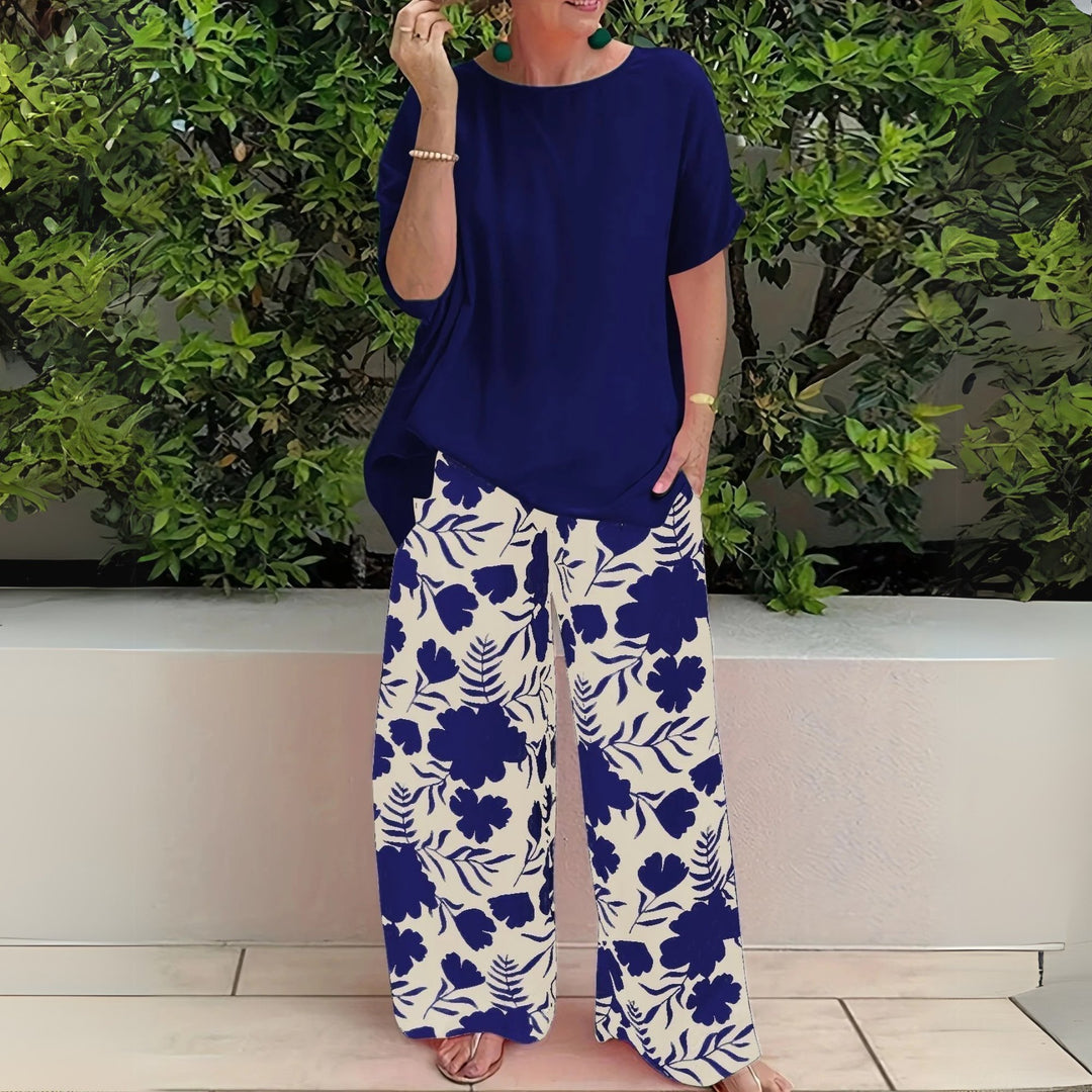 Scarlett | Two-Piece Set Floral Wide-Leg Pants Relaxed Top
