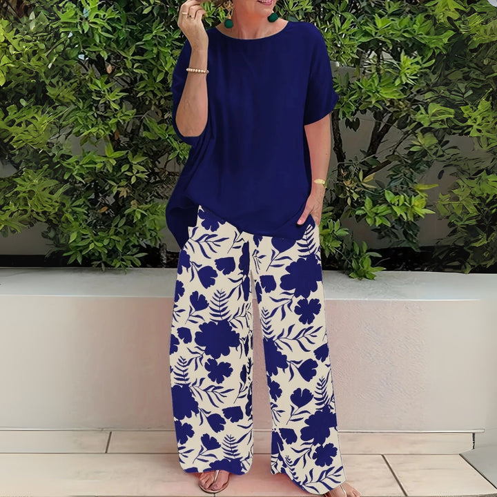 Scarlett | Two-Piece Set Floral Wide-Leg Pants Relaxed Top