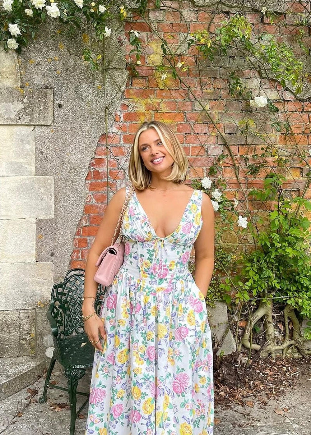Taylor | Women's Floral V Neck Fit And Flare Midi Dress