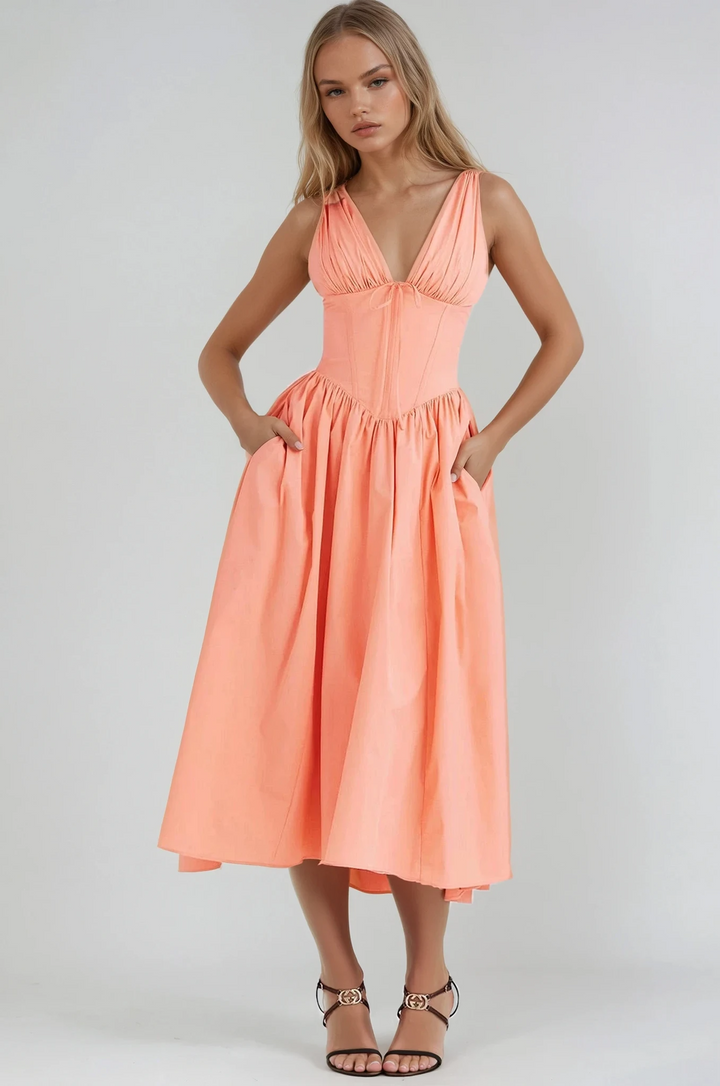 Taylor | Women's Floral V Neck Fit And Flare Midi Dress