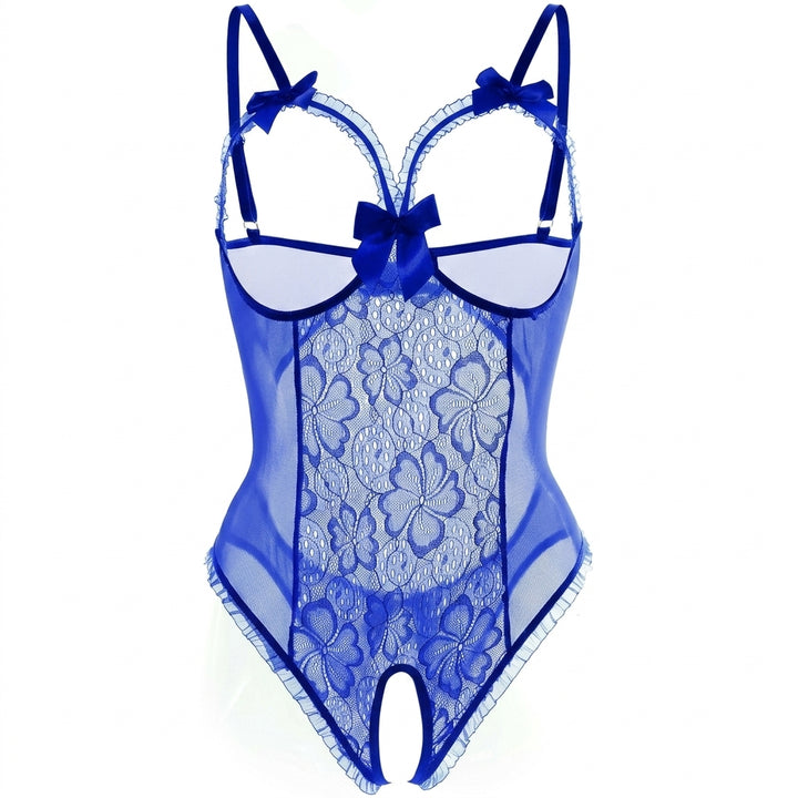 Harper | Women's Sheer Mesh Lace Open-Bust Crotchless Bodysuit