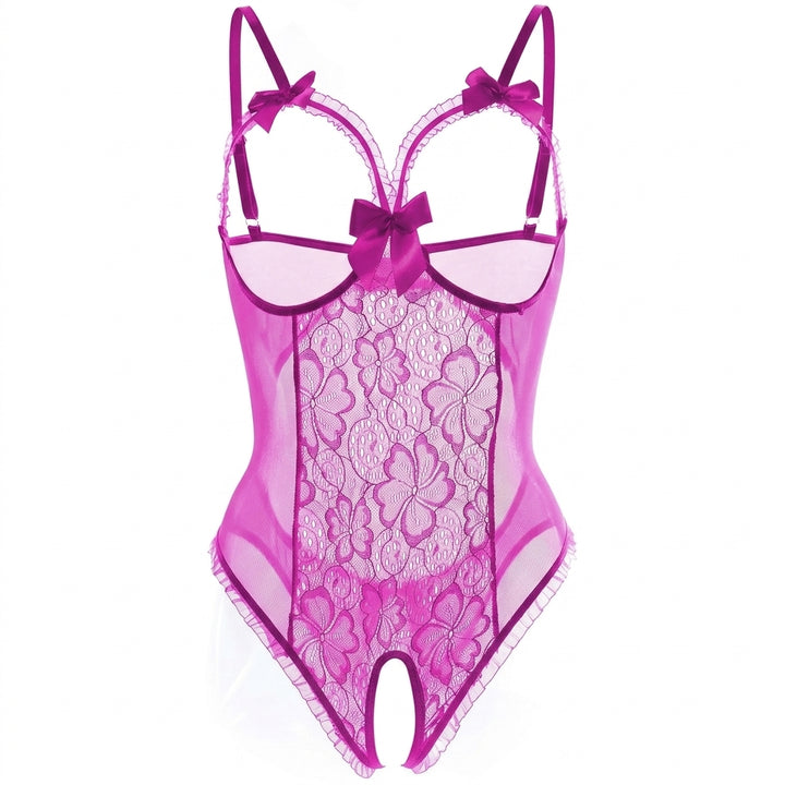 Harper | Women's Sheer Mesh Lace Open-Bust Crotchless Bodysuit