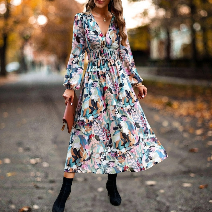 Layla | Women's Floral-Print Lantern-Sleeve Coordinated Top Midi Skirt Set