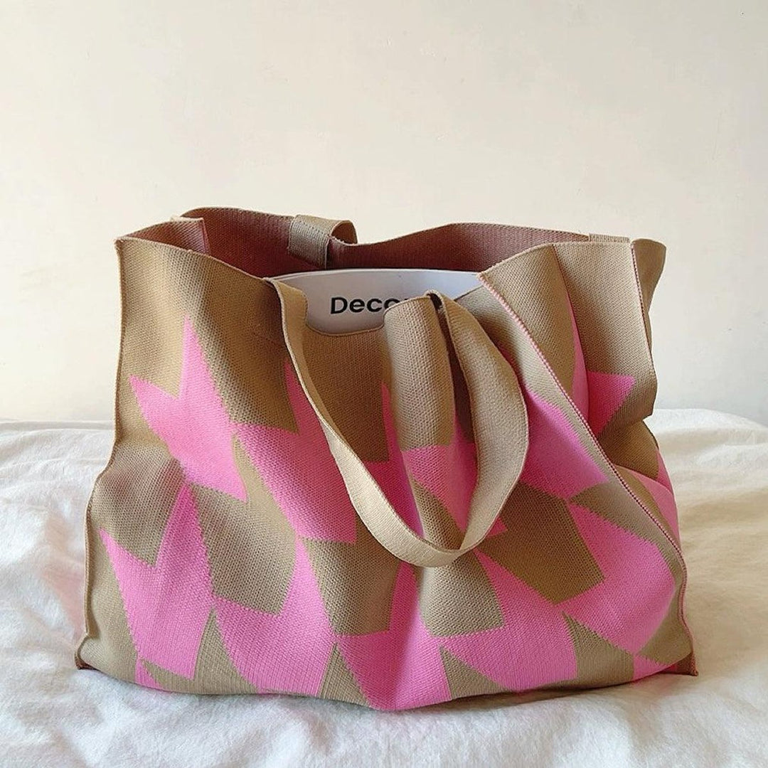 Graphic Print Oversized Canvas Tote Bag - Rosa