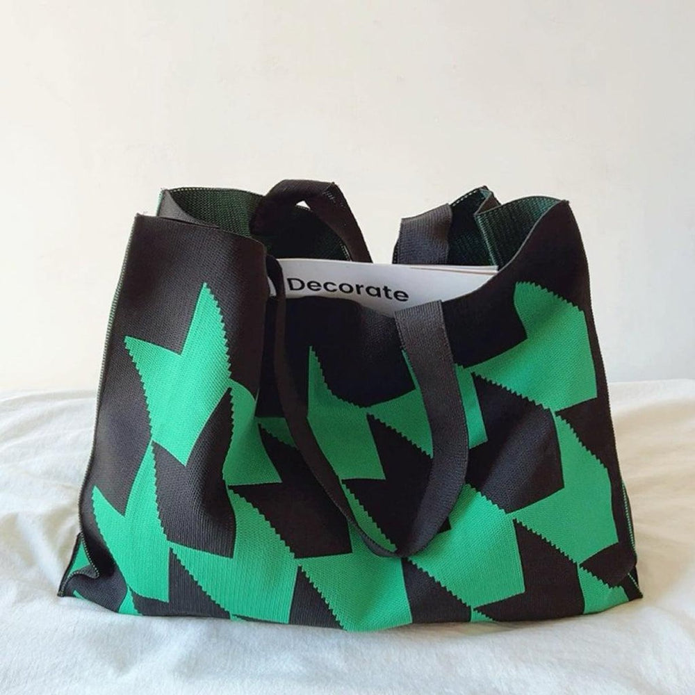 Graphic Print Oversized Canvas Tote Bag - Grün
