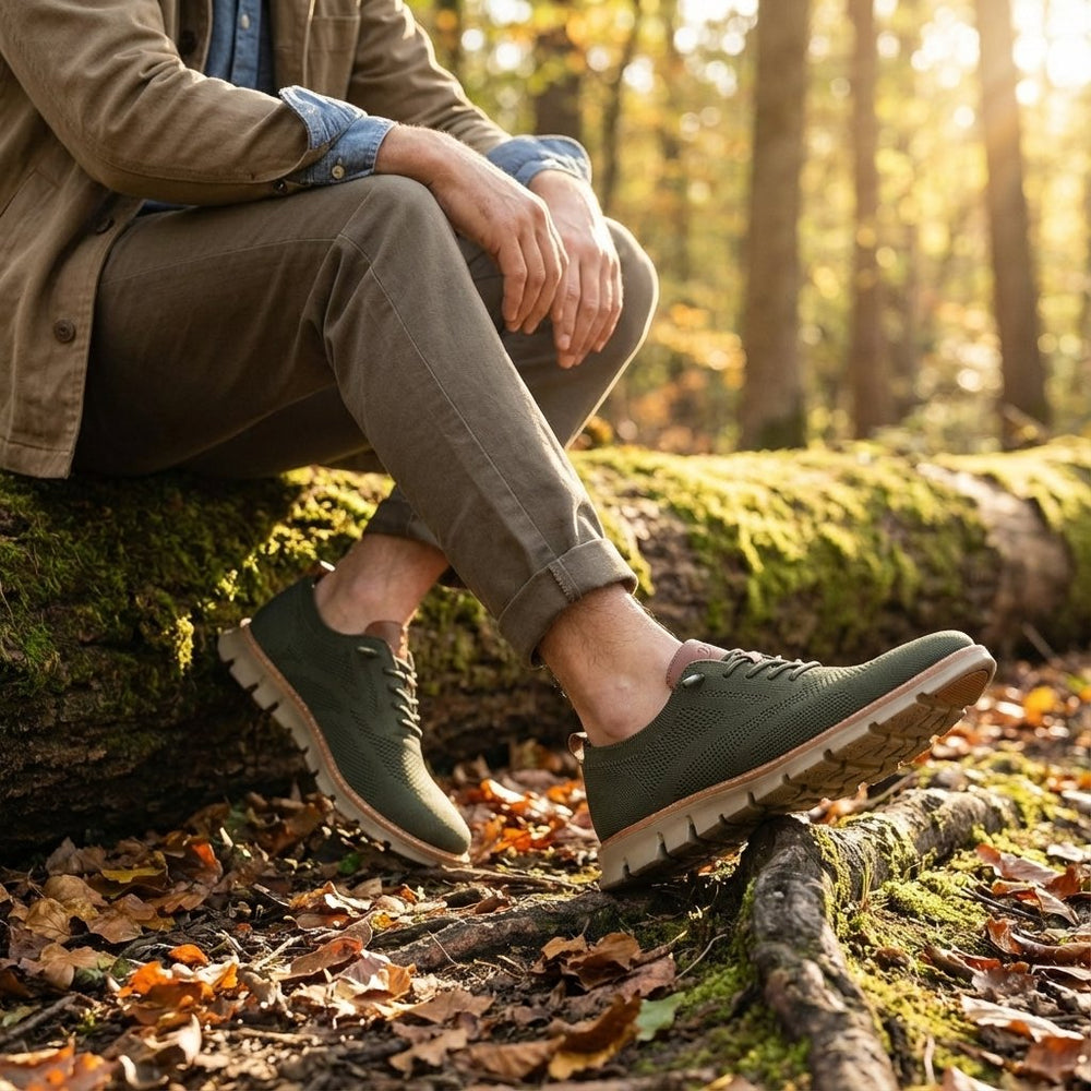 Men's Breathable Knit Lace-Up Casual Oxford Sneakers