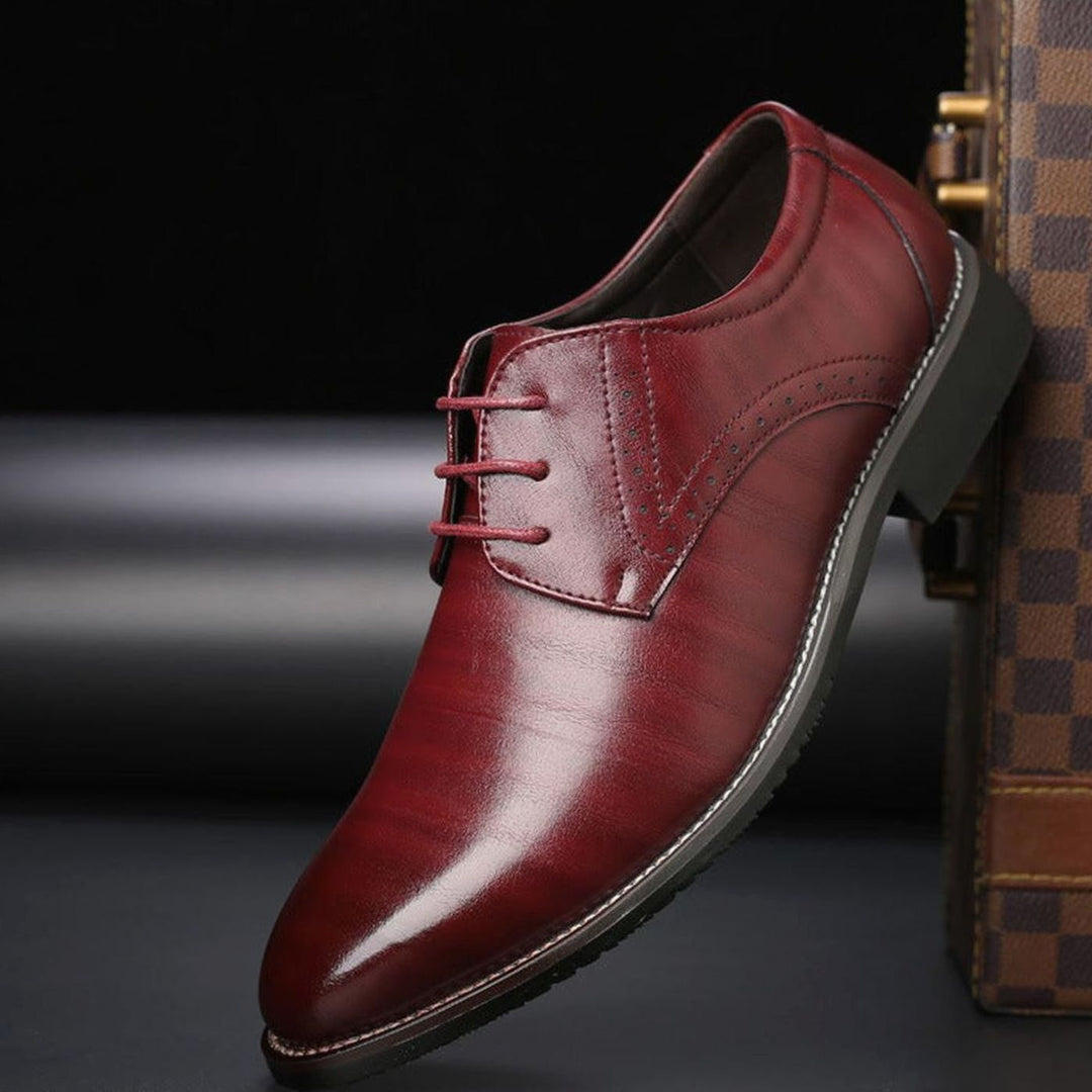 Men's Brogue Lace-Up Leather Oxford Dress Shoes