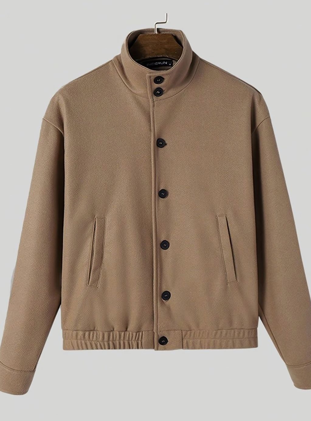 Men's Button-Front Stand-Collar Bomber Jacket